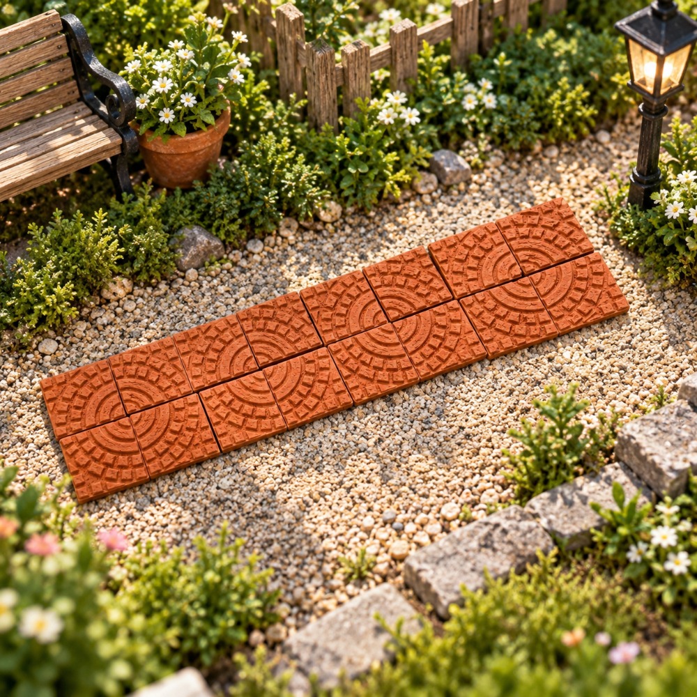 TEMU 16pcs Miniature Pavement Tiles, Realistic Embossed Square Floor Bricks For Dollhouse Diorama, , Model Building , Interchangeable Mini Stone