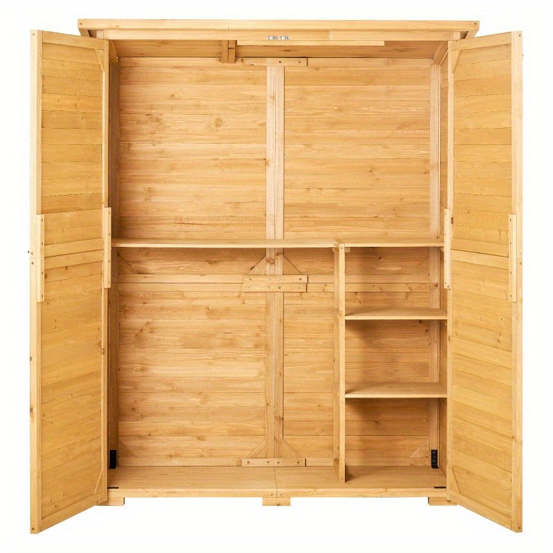 Outdoor Wooden Storage Shed Waterproof Garden Tool Metal Shed, 55x67.5 Inches, Rustresistant Construction