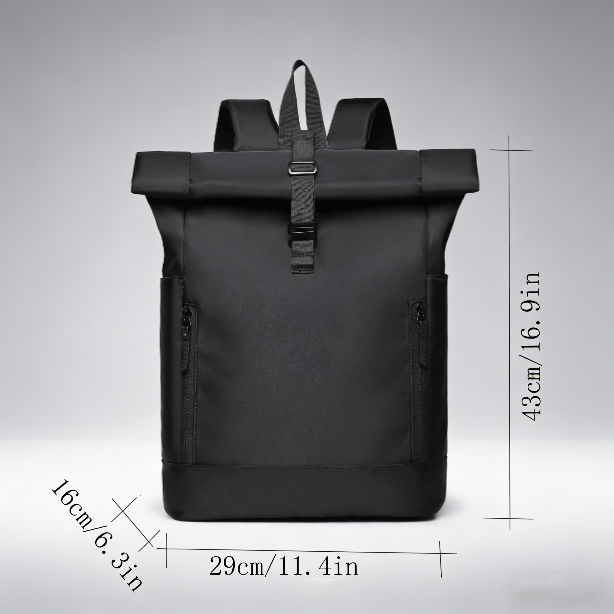 Large Capacity Unisex & Travel Backpack Compatible for 39.62cm Laptop, Expandable Rolled Edge & Soft Suitable for College, Gym, Commuting, Adjustable Straps, Hook-and-Loop Closure, Nylon/ Bookbag for Gifts