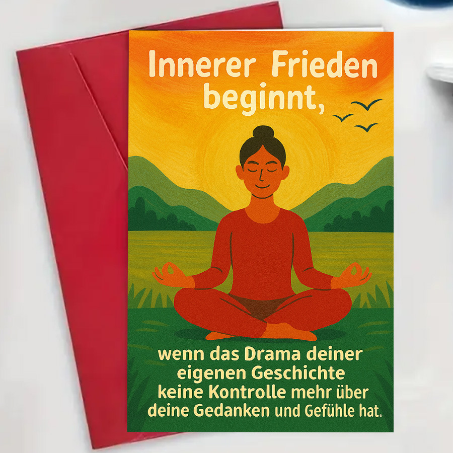 TEMU 1pc Meditation Card With Envelope - German Meditation Quote " Begins" - Minimalist For Yoga & Mindfulness Gift For Meditation, Relax, Spiritual