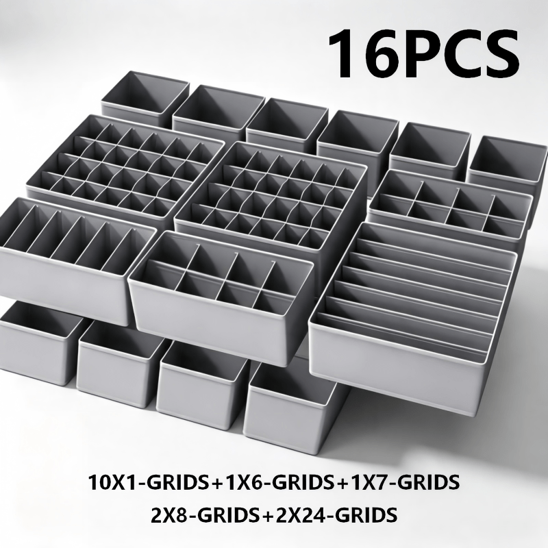 16pcs Multi-Compartment Fabric Drawer Organizer Set