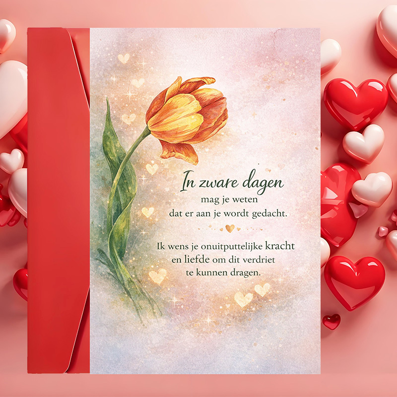 TEMU 2pcs (one Envelope And 1 Greeting Card)sympathy Condolence Greeting Card With Delicate Tulip Design Offering And Strength During Times Perfect