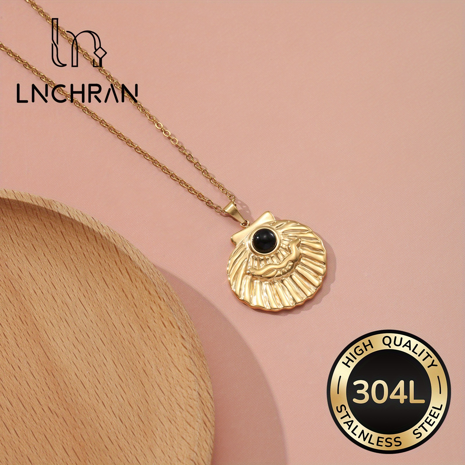 Women's Fashion Scallop Obsidian Necklace, Elegant Design