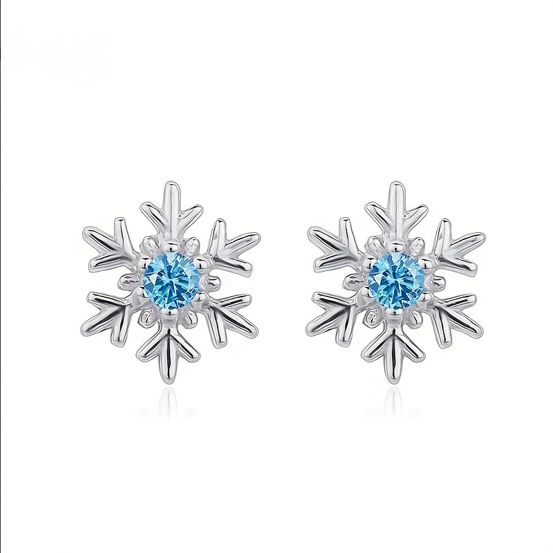 TEMU Eleganti e carini orecchini a lobo con incastonatura di zirconia blu a forma di di per donne, ideali per feste, uso , casual, Natale, moda,