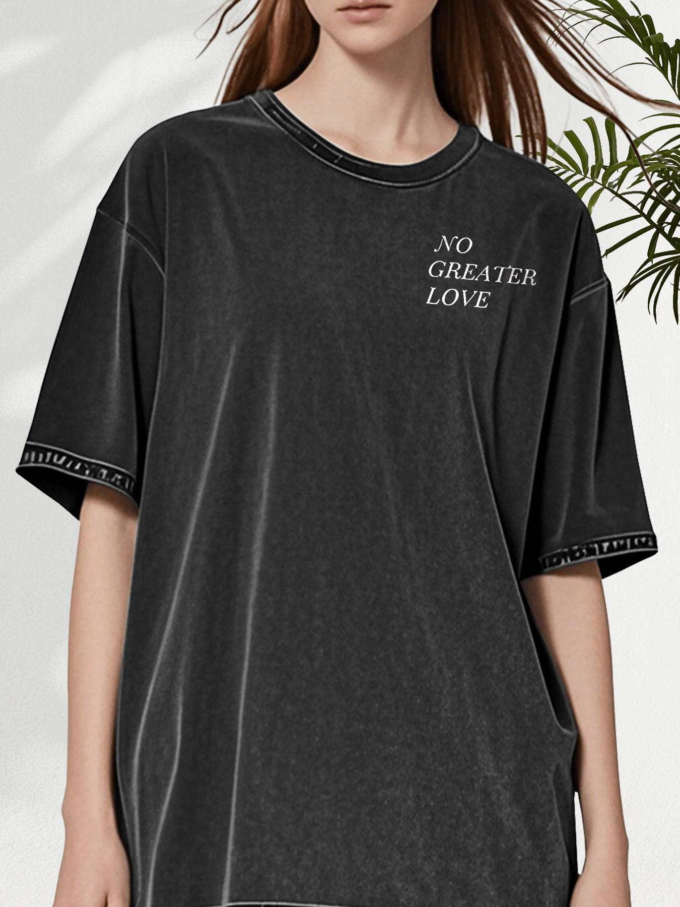 womens beige t shirt no   love   verse soft breathable 100 loose fit tee minimalist everyday special occasion top casual streetwear gift for women ladies t shirts retro distressed design comfortable   style lightweight shirt short sleeve shirt faithbased apparel Product details 2