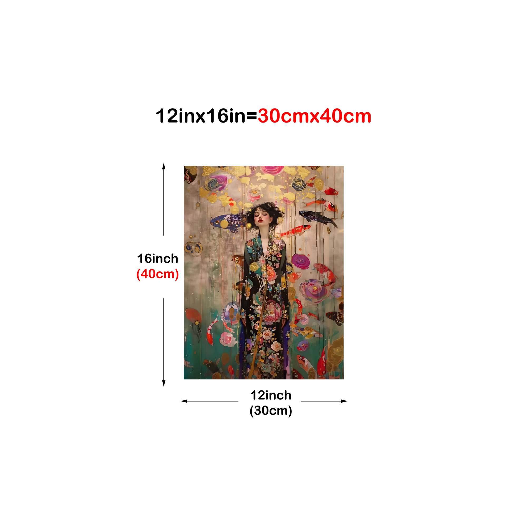 TEMU 2d Flat, 1pc Vertical Modern Girl & Fish Print - Canvas Poster Suitable For Home, Office, Bar Decor - Vertical Portrait Indoor/outdoor Use -