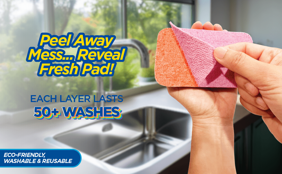 multilayered microfiber cleaning pads 1pc of ultra absorbent reusable for wet or dry use ideal for blinds kitchen home   12 tearable layers for cleaning combo details 0