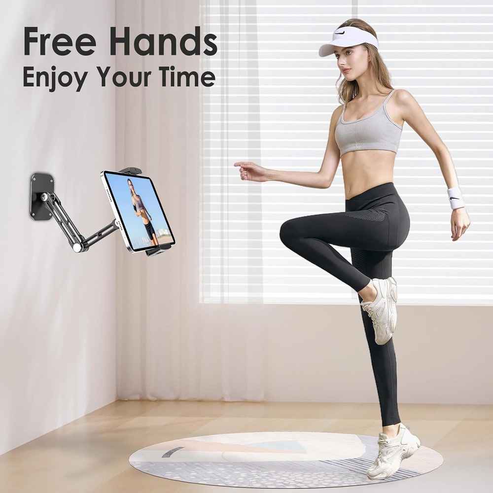 Premium Aluminum Alloy Tablet Wall Mount, Features A 360° Rotatable Head For Flexible Viewing . Compatible With 4.7 To 12.9 Inch Tablets, Sturdy, Space- And Perfect For Home, Office And Commercial