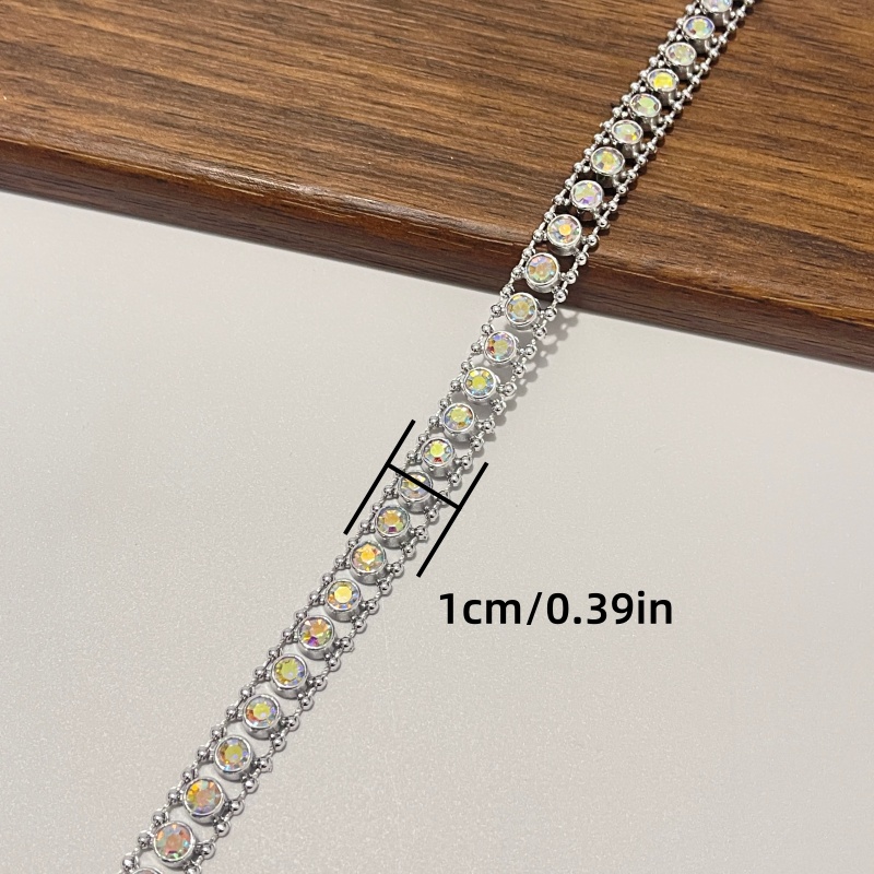 TEMU 1 Yard/35,8 pouces Dentelle en Plastique Chaîne en Cristal Strass Doré Argenté Blanc Ruban Diamant Enrubannage Décorations de Mariage et de Fête