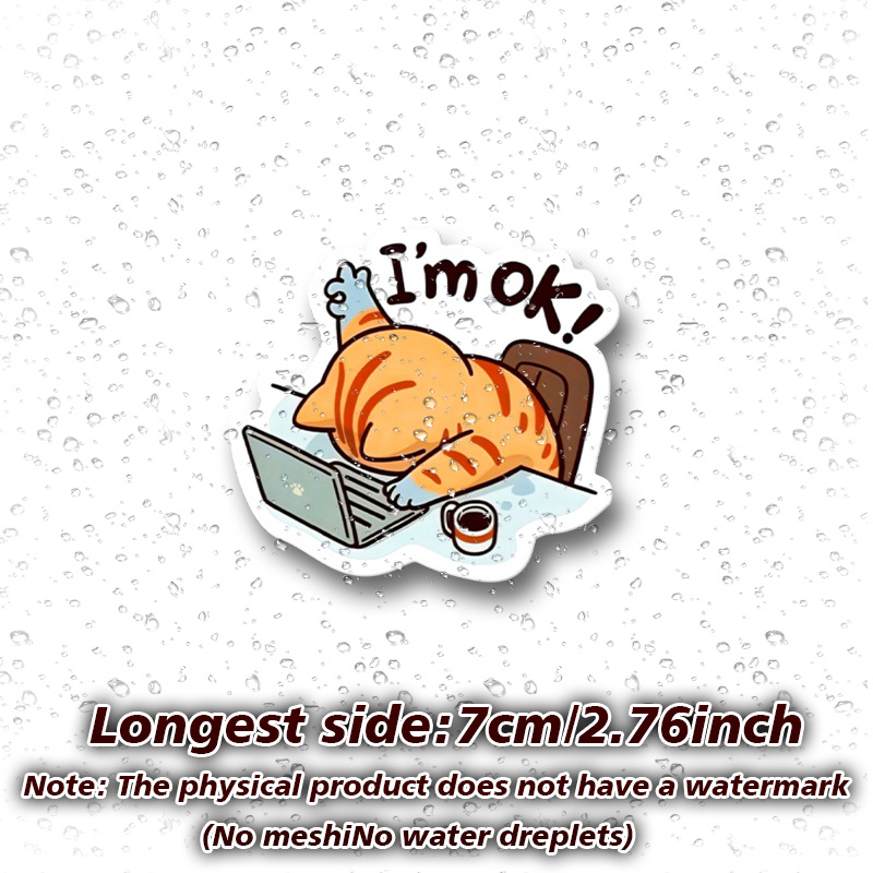 Image of I' Sticker – Cute Working On Laptop Funny Aesthetic Design Sticker Vinyl Car Decals - For Car Bumpers, Windows, Laptops, Trucks, , Water Bottles - Durable And Versatile
