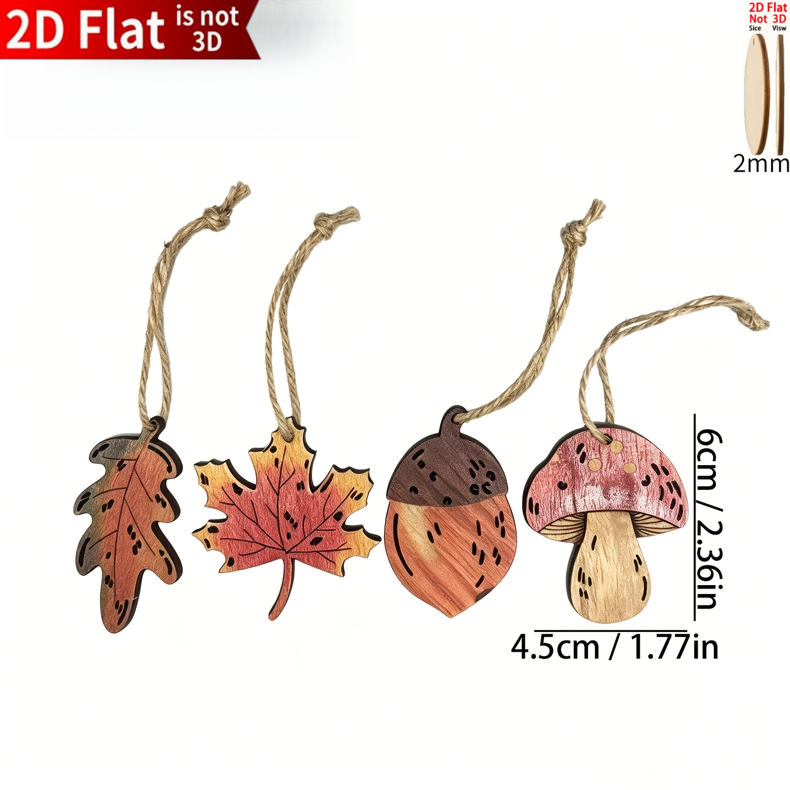 TEMU Set da 4 pezzi di ornamenti autunnali in legno per del Ringraziamento, 2D, decorazioni decorative da appendere, set completo in una combinazione