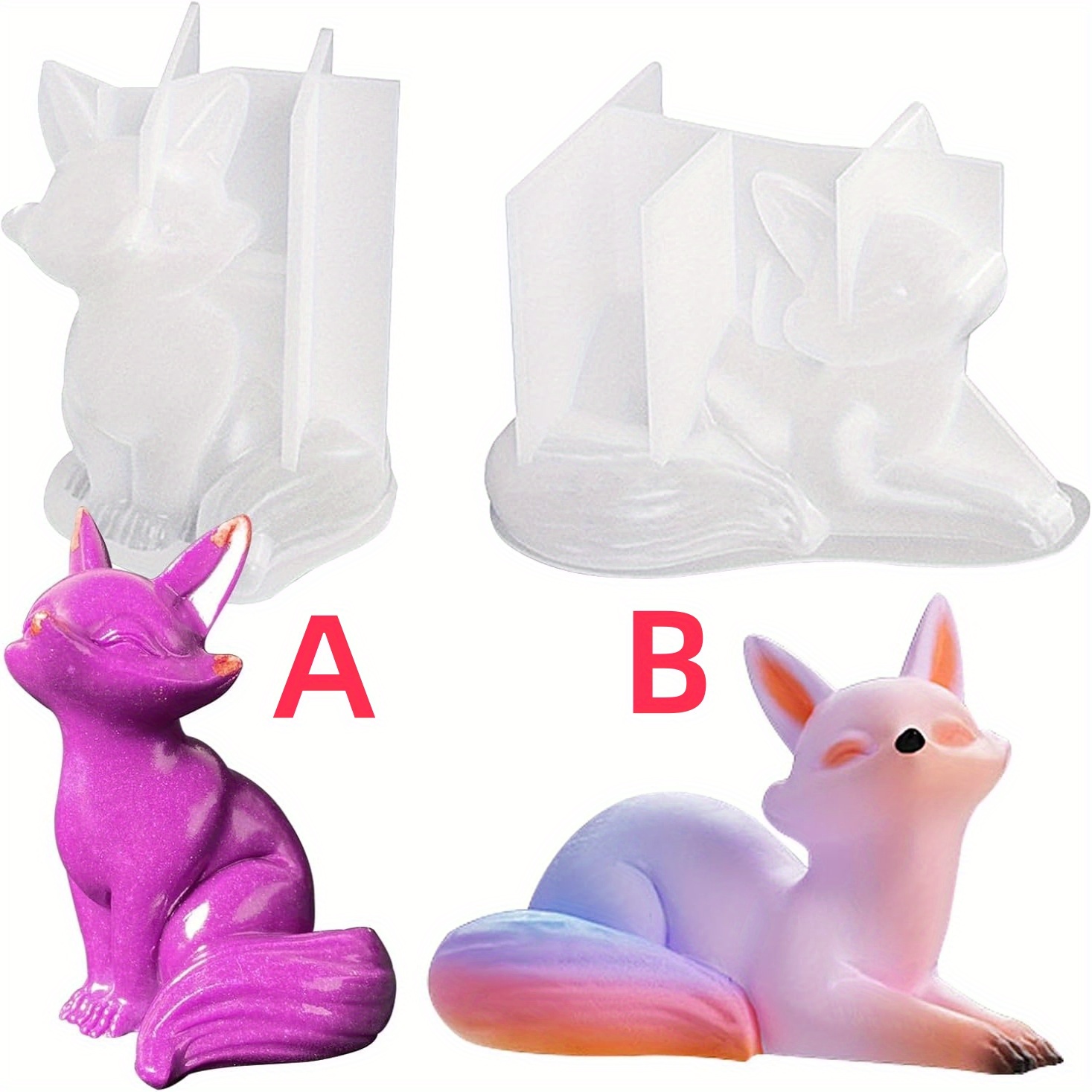 2pcs fox resin molds 3d animal silicone epoxy mold realistic Temu