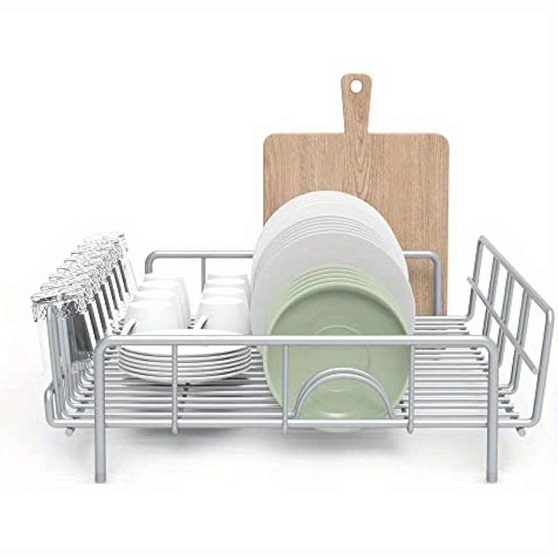large capacity   metal dish drying rack with 18 dish slots 9 mug hooks foldable space saving design non slip rubber feet no assembly needed for kitchen countertop or cabinet storage 16 38x12 59x4 72 inches kitchen dish drying rack   sturdy construction home cooks Product details 0
