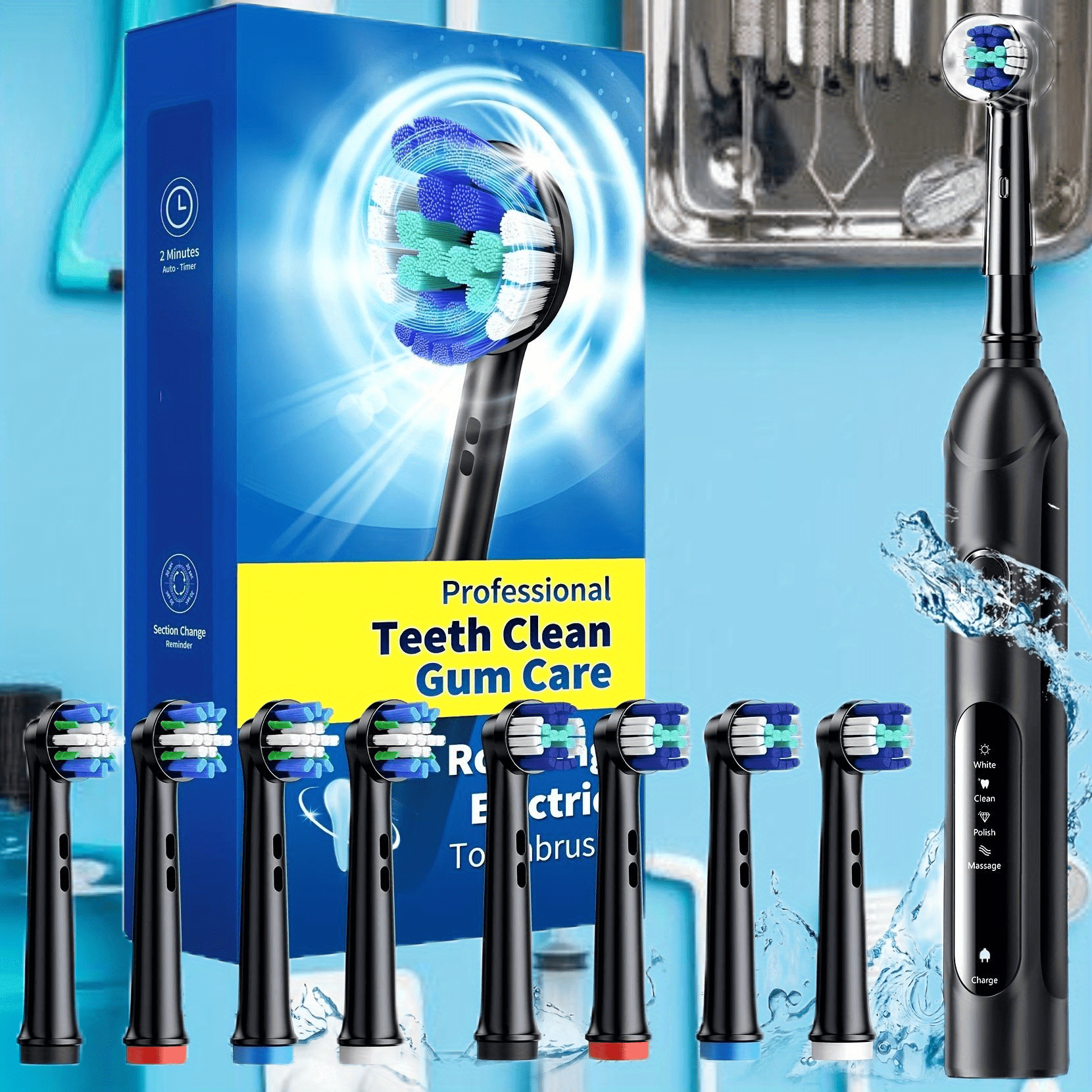 

Electric Toothbrush For Adults With 8 Brush Heads, 4 Deep Cleaning Toothbrush, And Rechargeable Power