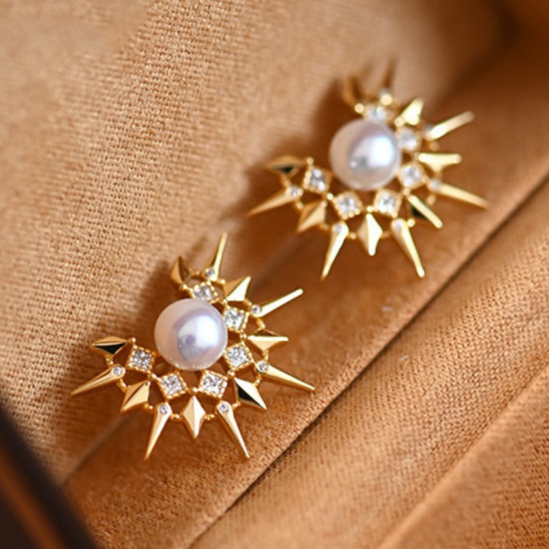 TEMU Retro Fashion Inlay Shiny Zirconia Starburst Stud Earrings For Women Banquet Party Festival Daily Temperament Elegant Earrings Jewelry