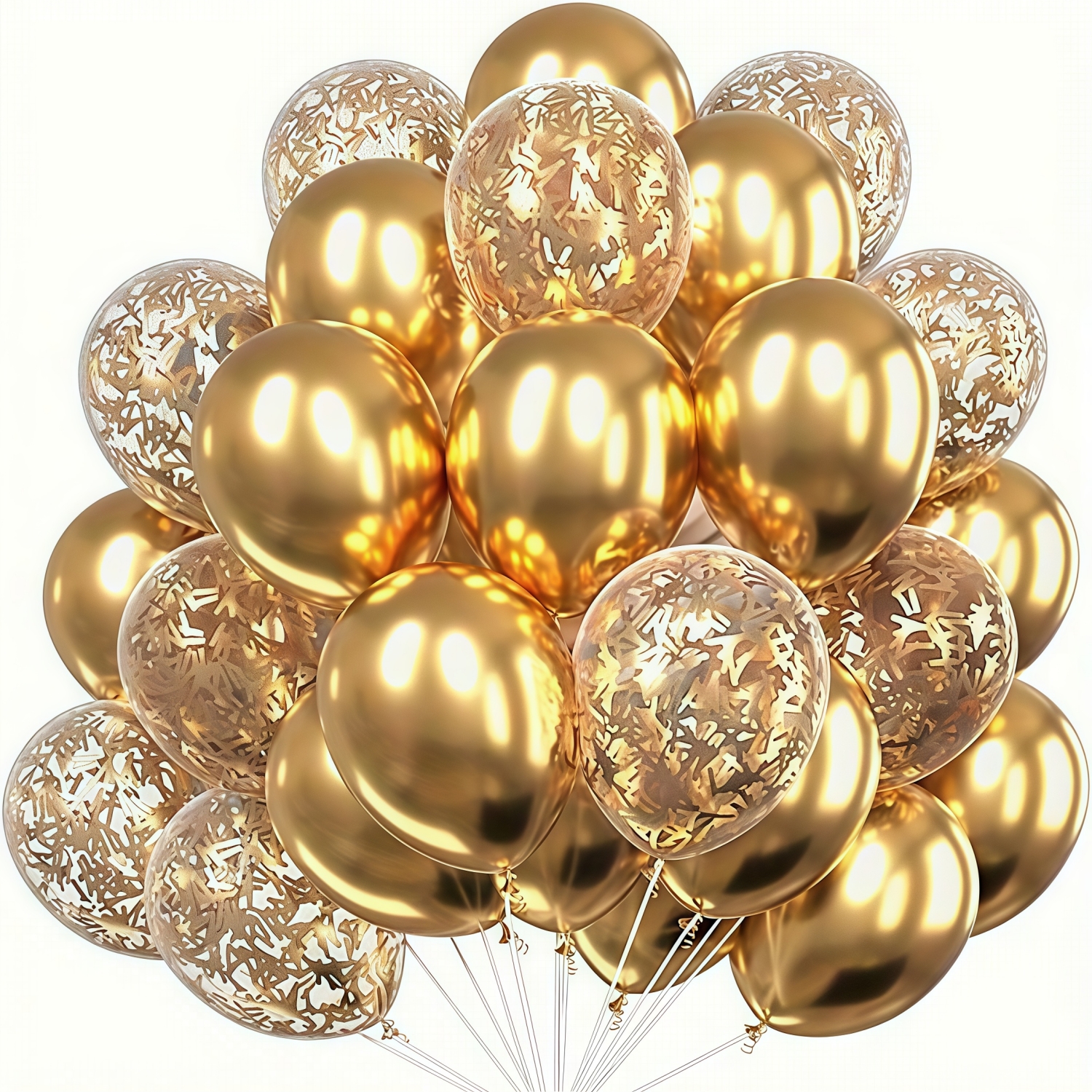 Image of 28pcs Metallic Golden Confetti Balloons | Party Latex Balloons For Birthday, Weddings, Anniversary, Valentine's Day, Bridal Shower, New Year Decorations, For Halloween, Christmas