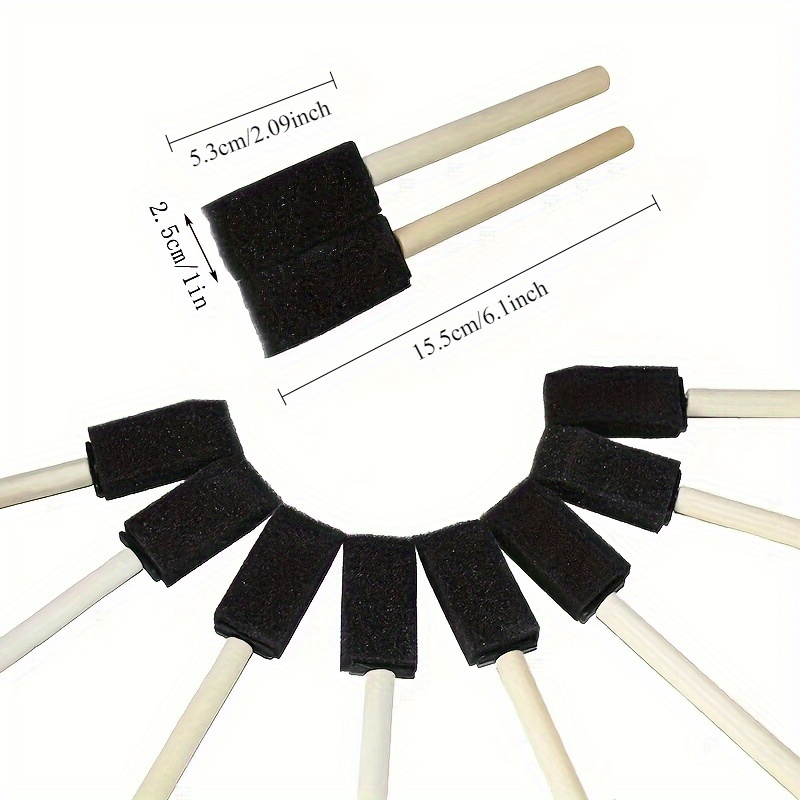 6-Pack Wooden Handle Foam Brushes for Painting