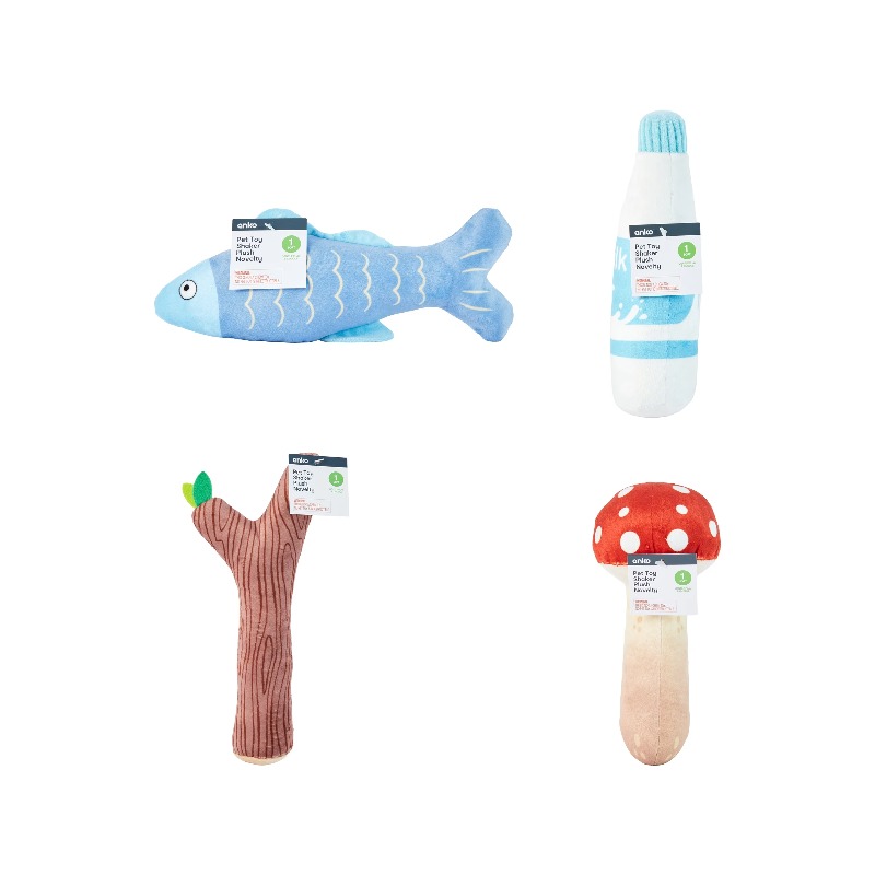 1 Pack Shaker Plush Novelty Toy - Assorted Four Variants: Mushroom, Branch, Fish Or Milk Bottle, Without Battery
