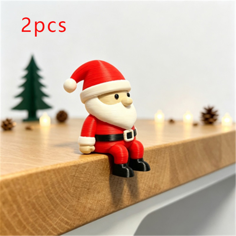 TEMU Collectible Santa Claus Edge-sitting Statue, Mini Santa Claus Sculpture Ornament, Presenting A Sitting Resting , Decorative Gift For , Ideal For