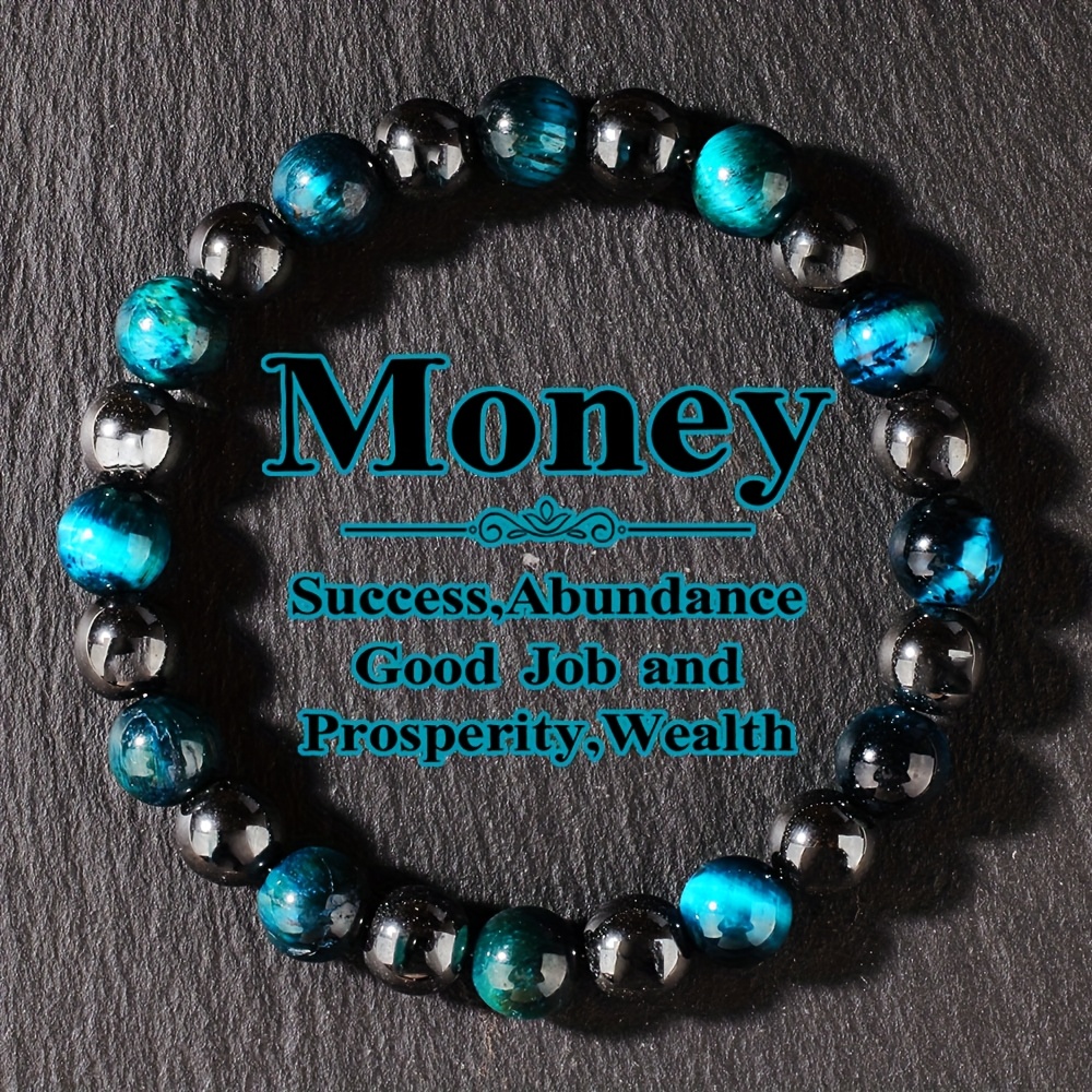 Image of Men's Fashion Jewelry, Featuring Eye Stone Bracelet, Handcrafted And Elastic. Perfect Gift For Husband, Dad, Or Family On Birthdays, Suitable For Any Season Accessory