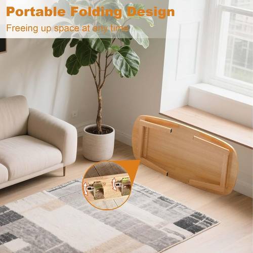 folding floor table 31 5 x 20 wood laptop desk with foldable legs for sitting space saving collapsible bed desk for working reading writing