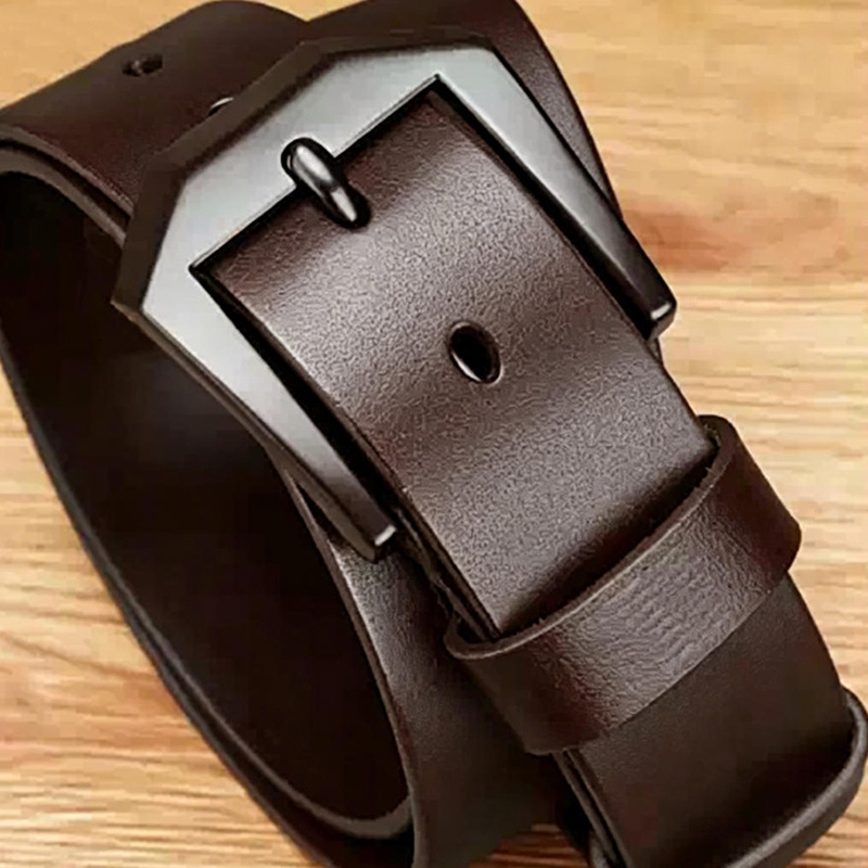 Men's Split Leather Belt with Alloy Scratch Resistant Metal Buckle