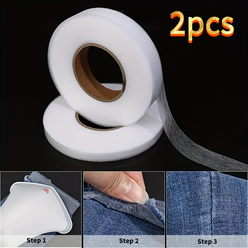 2 Rolls Of 1968.5inch Double-sided Non-woven Self-adhesive Material, Suitable For Sewing, Crafts, Hats, And Clothing- White, Sewing Supplies.