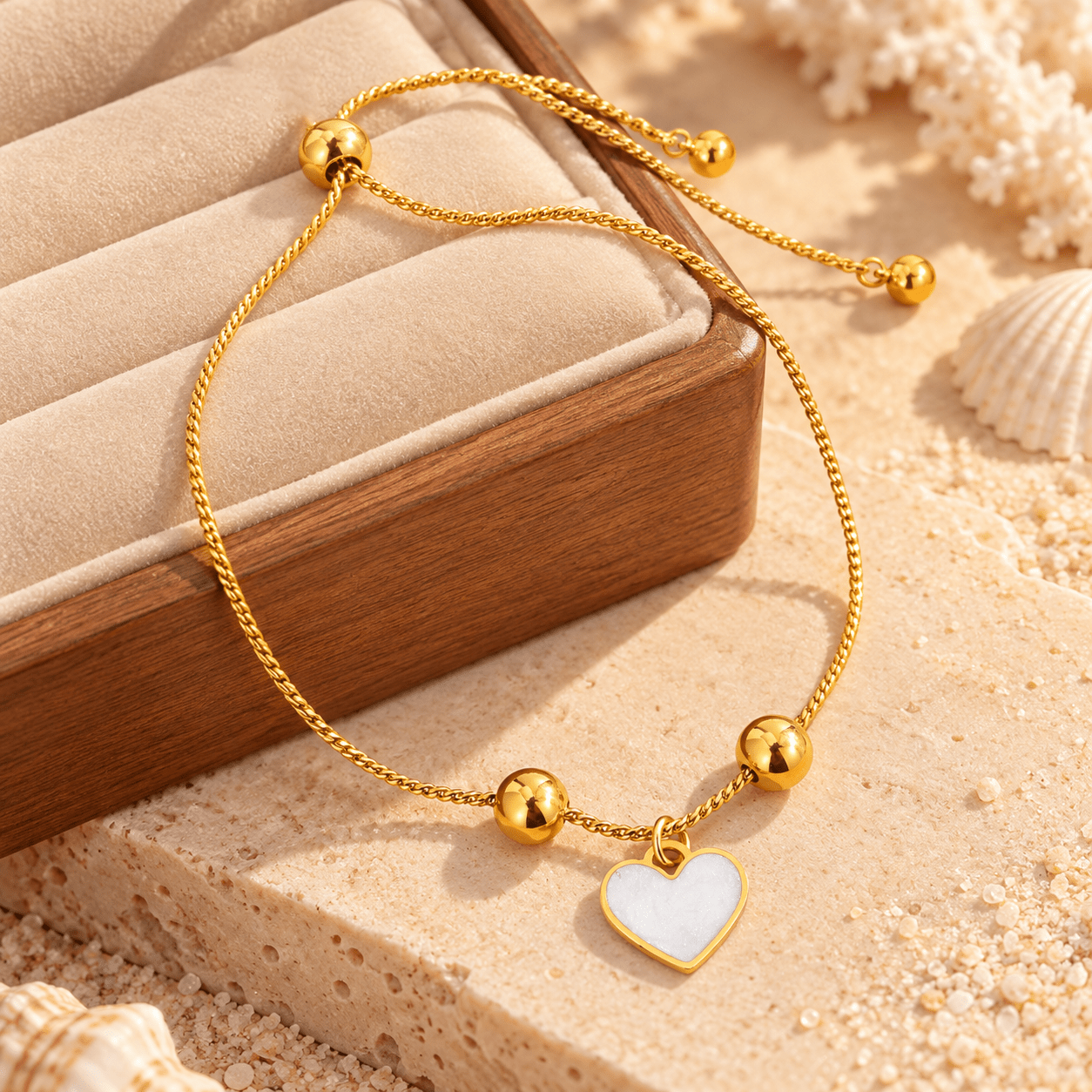 3pc Women's Stackable Jewelry Set, Heart Pendant & Zirconia