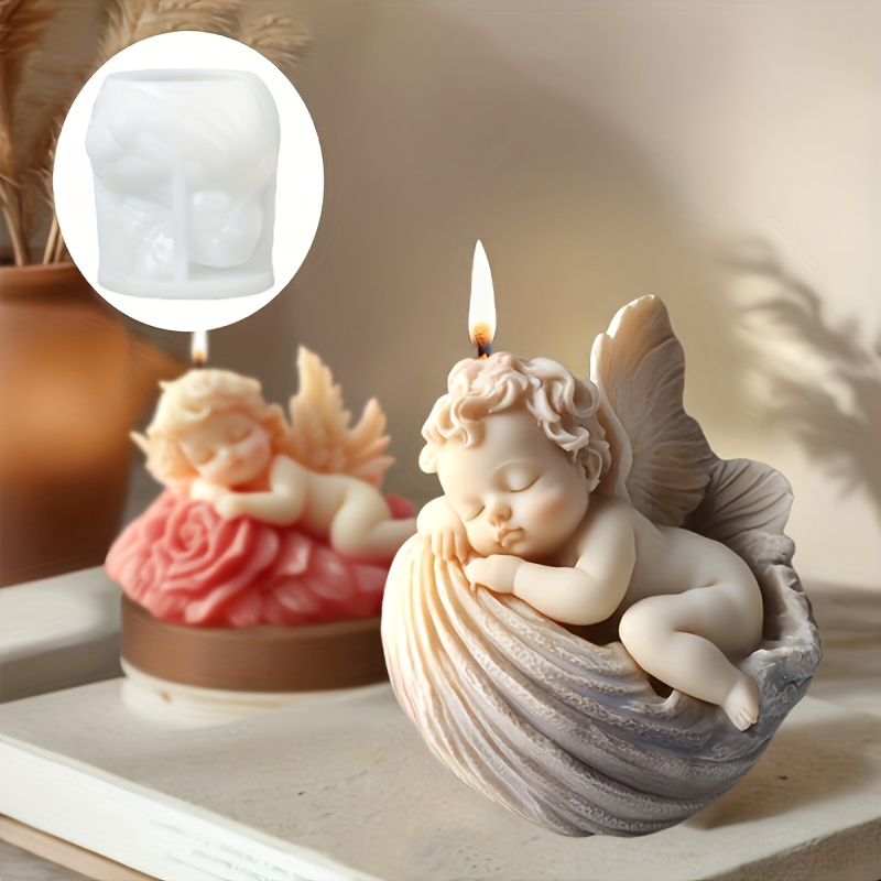 Moule à Bougie En Silicone 3D En Forme D'ange - Lot De 2, Qualité Alimentaire, Réutilisable