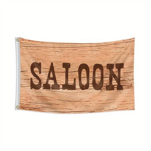 . -westen-cowboy-saloon-flagge - 3x5 fuß rustikales holztextur-design mit ösen, einseitiger druck, strapazierfähiges polyester für zuhause, garten, party & veranstaltungsdekoration