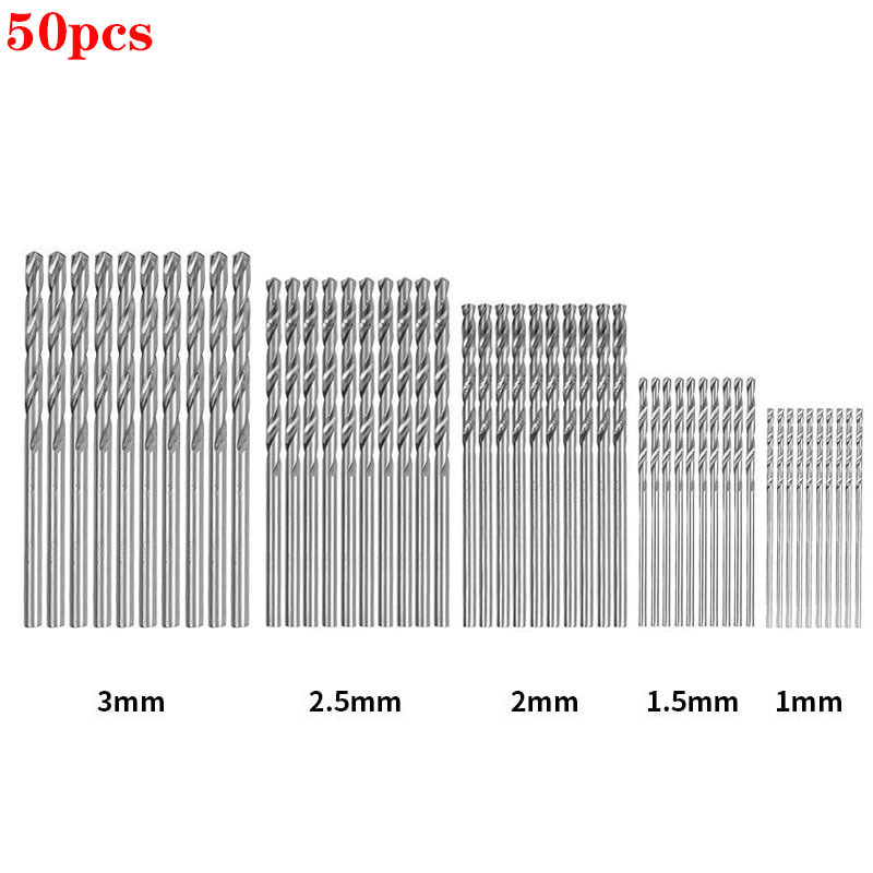 50pcs(10pcs Each Of 1.0/1.5/2.0/2.5/3.0 Mm)coated Twist Drill Bit Set 1-3mm Small Drill Bit Electric Drill Drilling Set Woodworking Drilling Bit