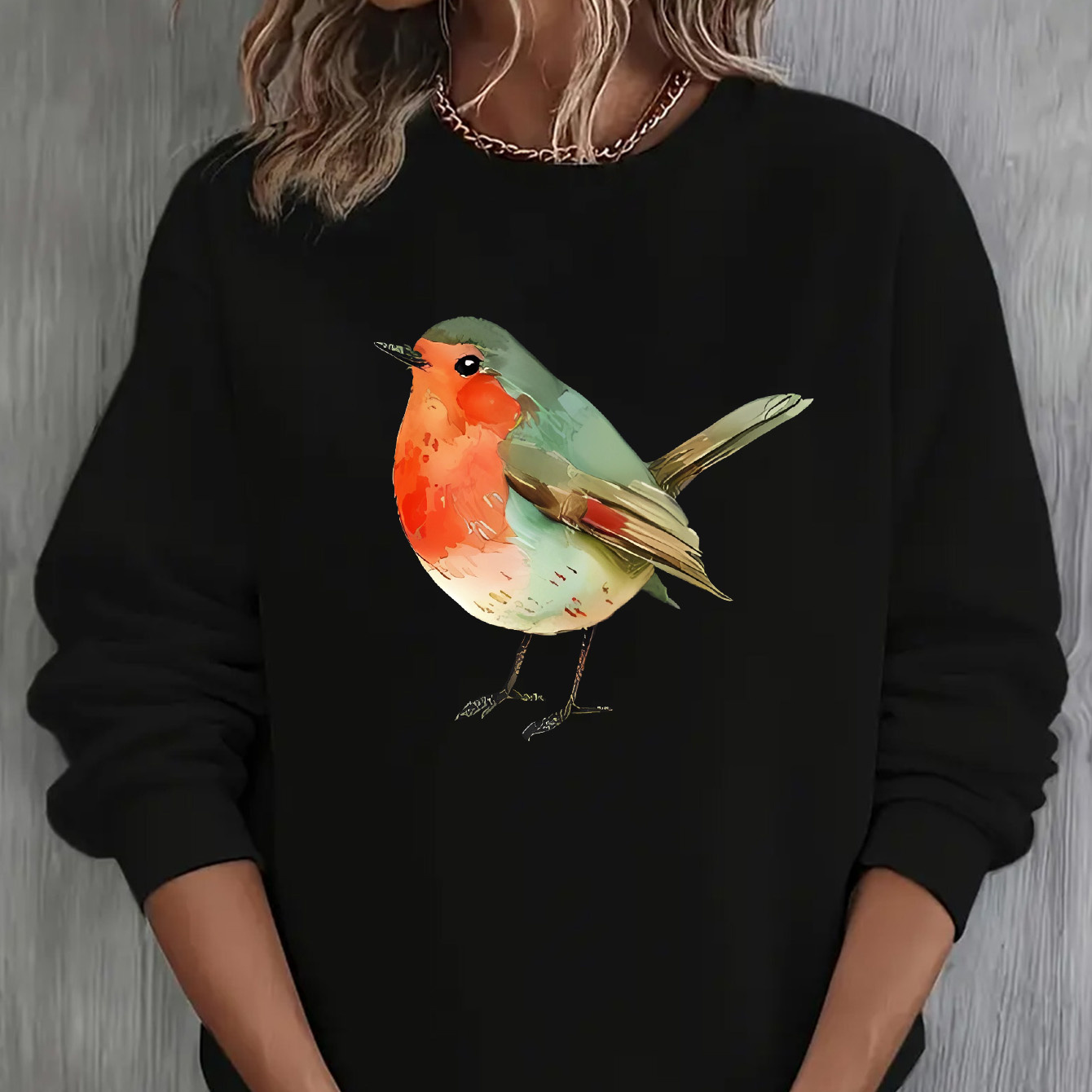 

Elegant Y2k-inspired Cartoon Bird Print Pullover Sweatshirt For Women - Cozy Fleece Lined, Long Sleeve, Crew Neck Casual Sportswear, Elegant Style, All//all