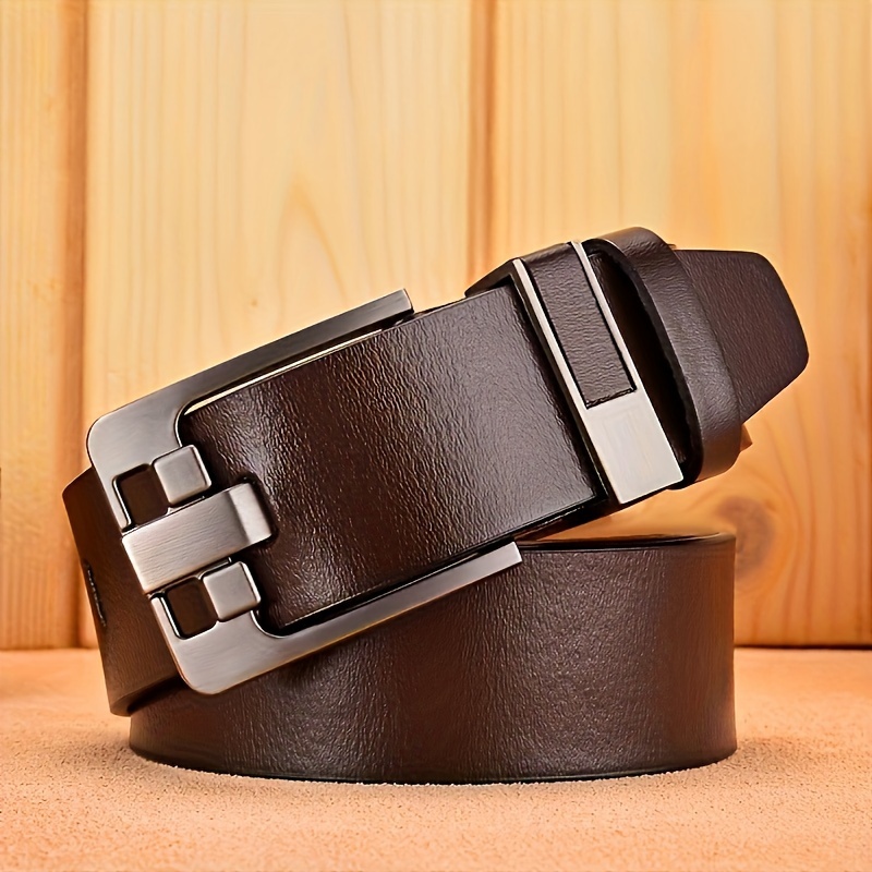 TEMU 's Belt, High-quality Pu Belt For Men, Luxury Pin , Genuine Vintage Jeans Belt