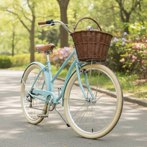 bicycle basket with woven handle for shopping cart