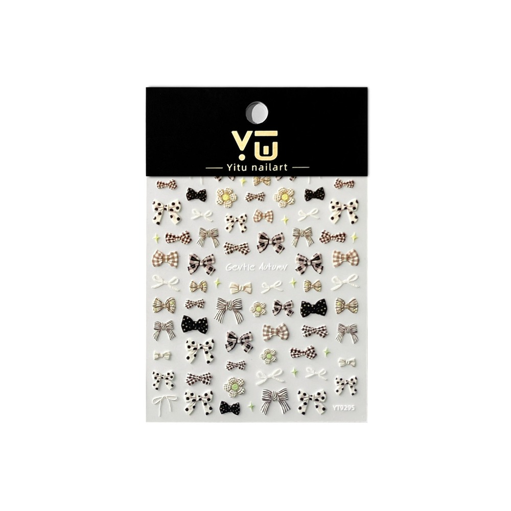 TEMU 3d Embossed Bow Nail Stickers, Retro Polka-dot Bow Self-adhesive Decals, Sweet Autumn Winter Diy Decor For Nails, Press-on Nails & Phone Case,