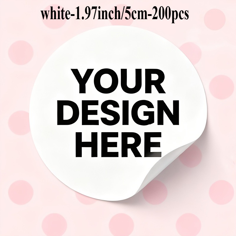 TEMU 200pcs 1.57-inch Custom Stickers With Custom Logos, White Round Decal Stickers, Multiple Sizes Available, Suitable For Weddings, Birthdays,