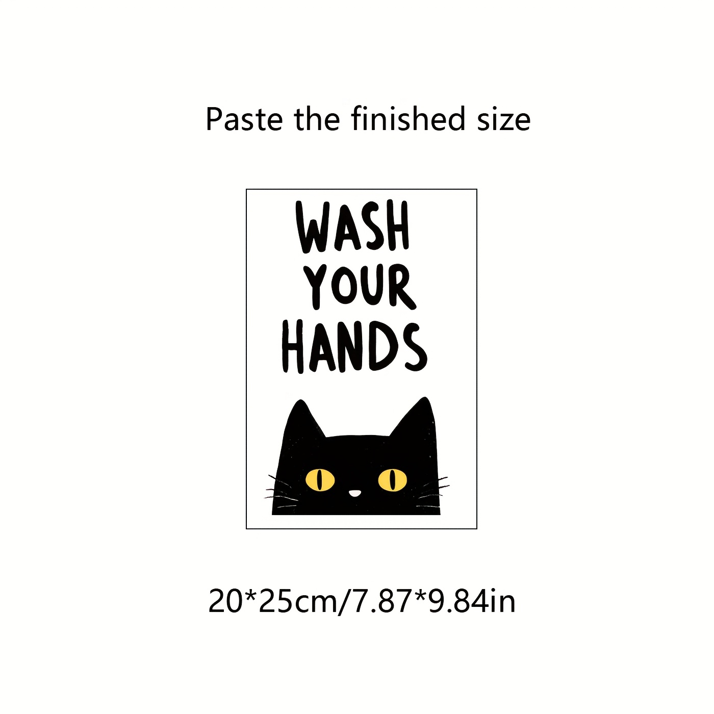 1pc Creative Black Cat Wash Your Hands Wall Sticker, Toilet Fun Hand Washing Reminder Sticker, Bathroom Waterproof Self-adhesive Decorative Decal, Home Decoration, Background Wall Sticker
