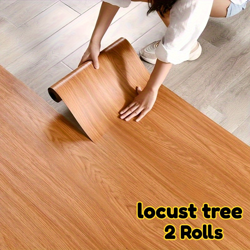 TEMU 2 Rolls Luxury Vintage Wood Grain Flooring - Easy , Stain-resistant, 3d Texture, Durable Vinyl Floor Coverings For Kitchen, Living Room, Office,