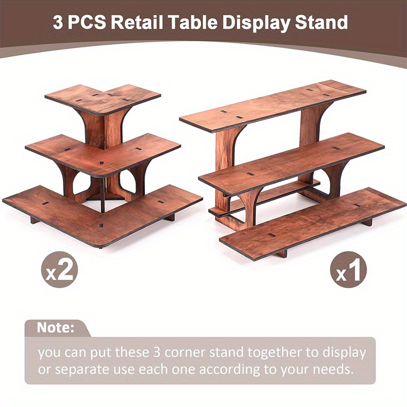 Wooden Display Step Stool 3 Tier Ladder Shelf, Portable, for Retail Countertops, Crafts Exhibition, Farmers Market, Trade Shows, Vendor Booths, Display Stand for Collectibles, Vendor Displays for Craft Shows, Wooden Display Stand