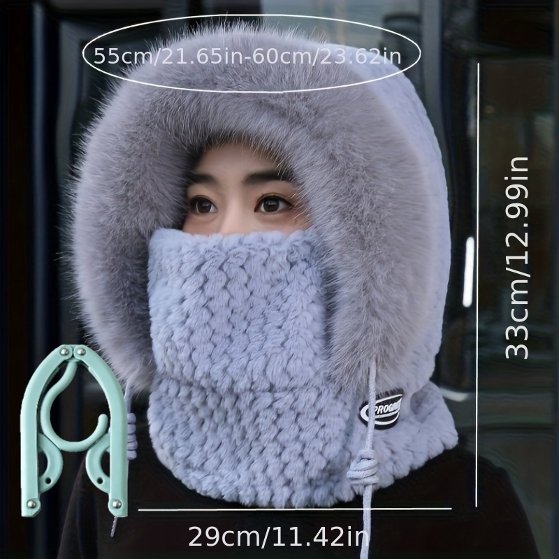 2pcs Set Winter Hat and Folding Clothes Rack, Unisex