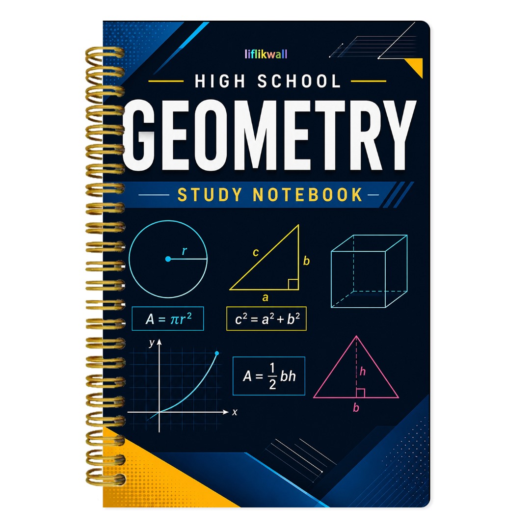 TEMU 100-page A5 High School Geometry Study Book, High School Geometry Learning Guide, Geometric And Formulas, Suitable As A Gift For High School