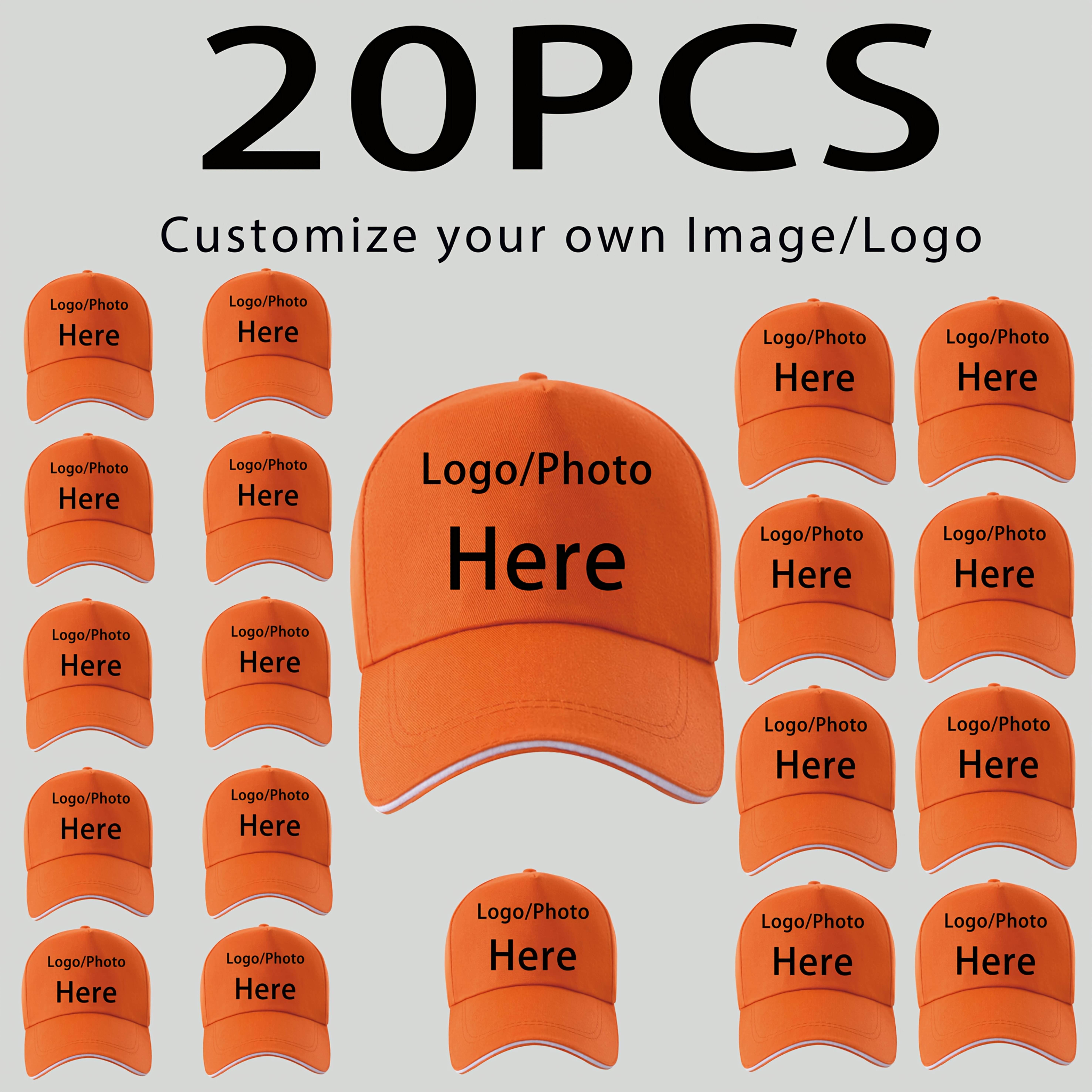 TEMU 20 Stuks Baseballpetten voor Personalisatie - Gepersonaliseerde Tekst/Logo Vaderpetten met Verstelbare Snapback | Bulk Unisex Sportploegpetten,