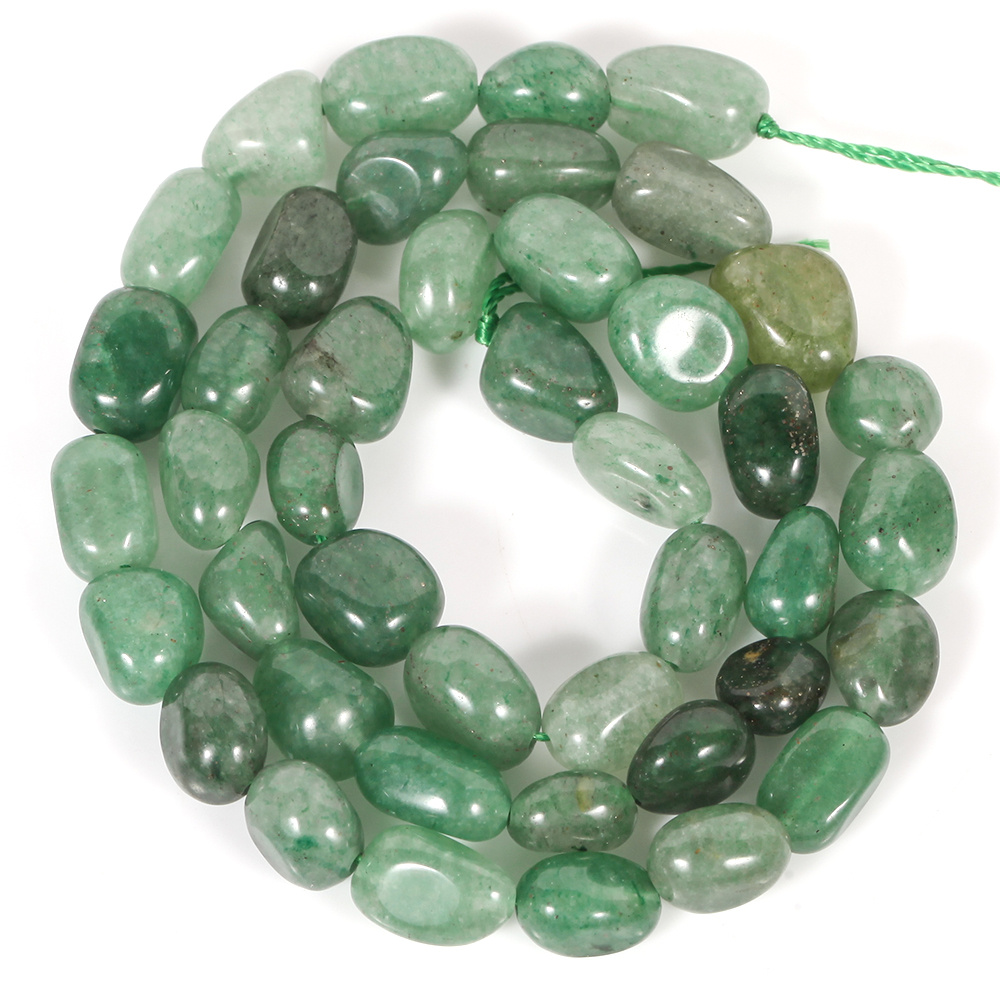 Image of 8-10mm Length 38cm Natural Stone Beads Irregular Shaped Green Aventurine Beads For Jewelry Making Additions