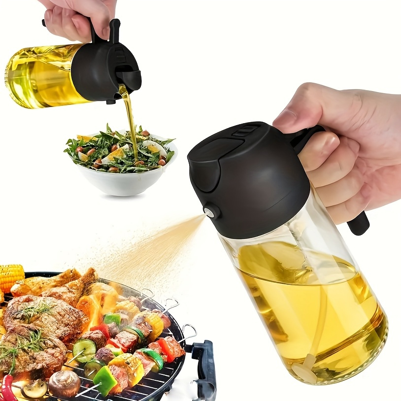 1pc leak proof olive oil spray bottle dual purpose plastic dispenser   mist pour spout bpa free ideal for salads bbqs and cooking easy to hand wash round design cooking oil spray bottle Product details 1