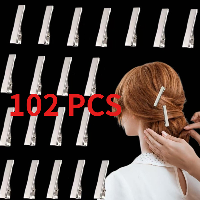 TEMU Pinzas para el cabello de , 102 piezas de 1.57 pulgadas de metal para pinzas de , pinzas plateadas de de una sola púa para hacer y manualidades