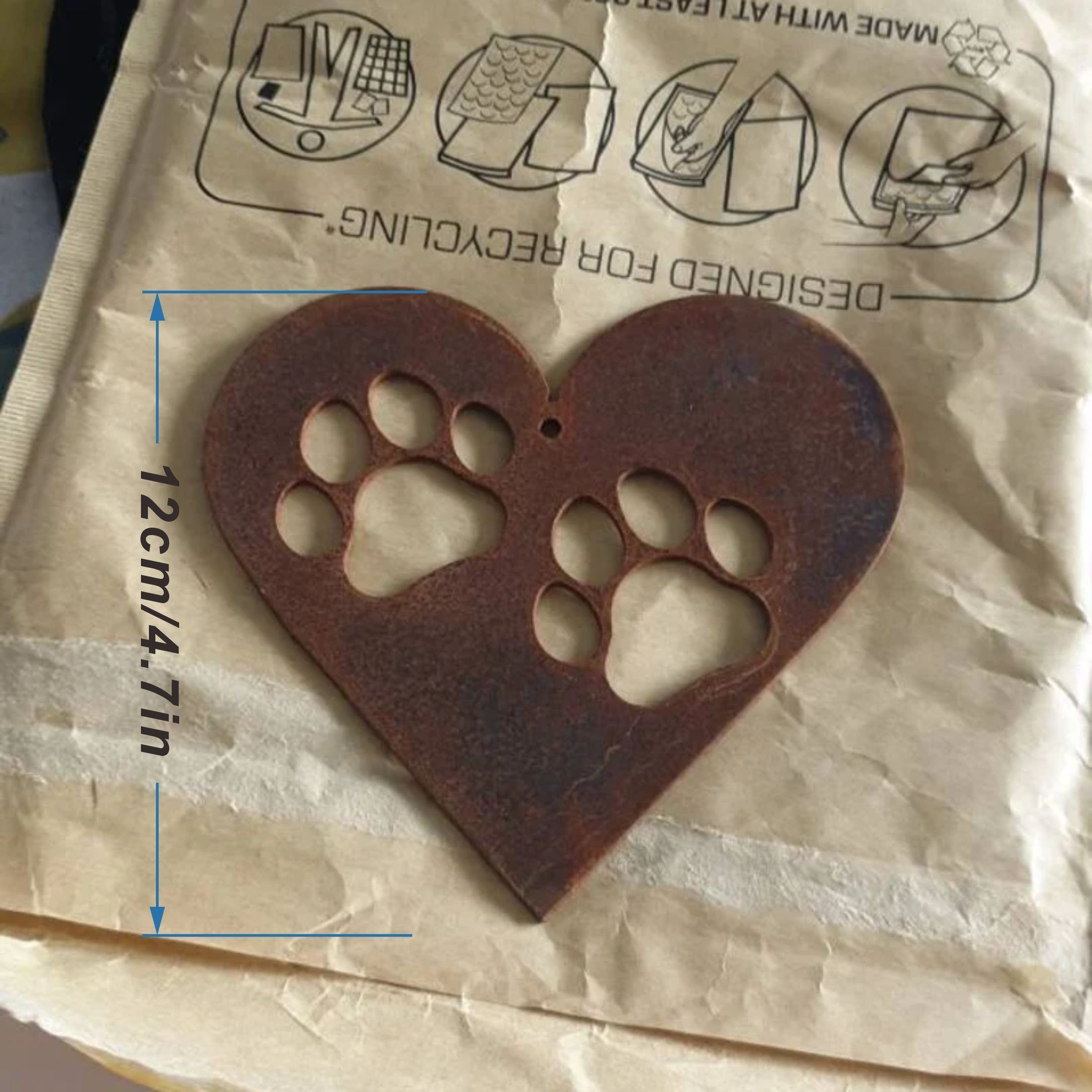 TEMU Marqueur commémoratif en acrylique couleur rouille avec de patte pour chiens et chats - Panneau de tombe extérieur pour animal de compagnie,