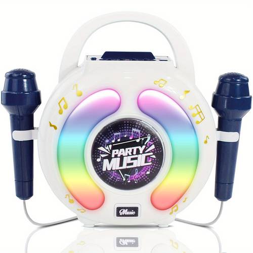 Kids Karaoke Machine with Speaker & 2 Microphones - Portable Singing Stage with LED Lights, Voice Changer & Recording Function, Dance Party Mode, Compatible with Smartphones/Tablets, with Power Adapter Included - Ideal Gift for , Birthday Party Entertainment, Singing Toy with Voice Effects & Recording, Compact & Lightweight Design for Indoor/ Use, Karaoke Machine with Lyrics Display