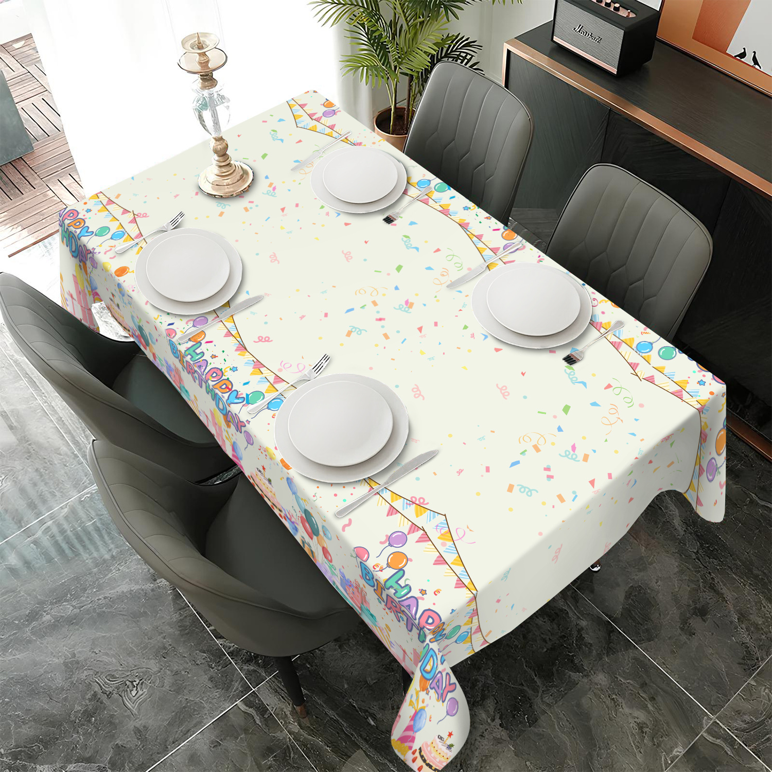 

1pc Cartoon Pattern Polyester Tablecloth - Rectangle, Machine Woven, Waterproof, Oil-proof, Stain Resistant, Washable Table Cover For Dining, Holiday Party, Picnic