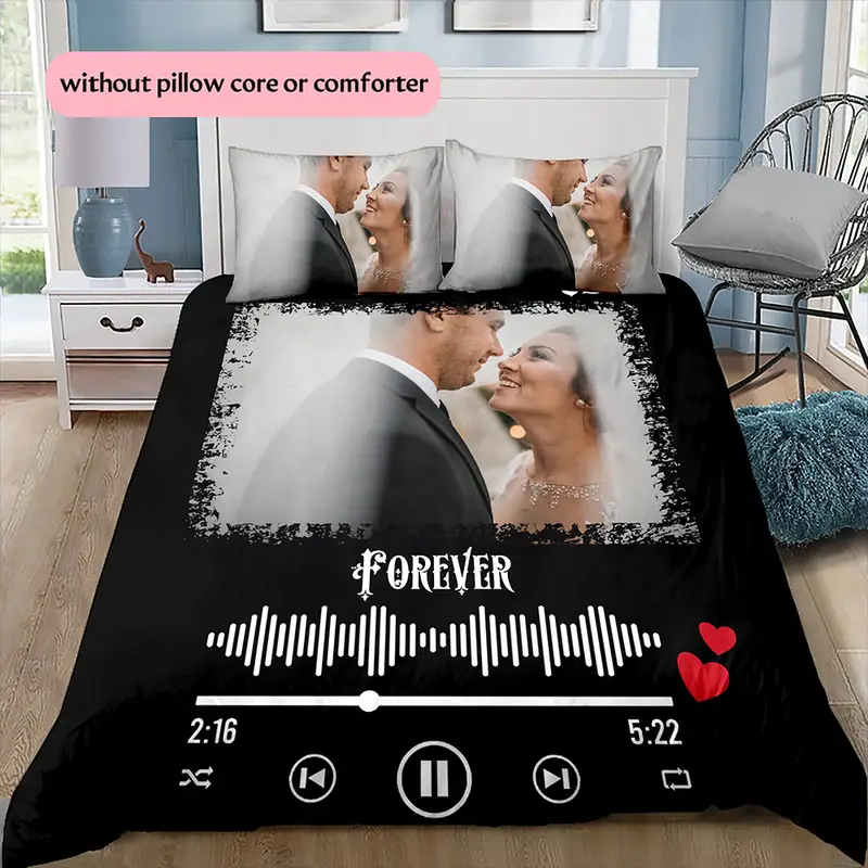 3d picture customization customize your personalized quilt cover couple valentines day wedding anniversary hd picture custom quilt cover bedroom christmas decoration decoration bedding christmas gift 1 duvet cover 2 pillowcase without core 1 Product details 0