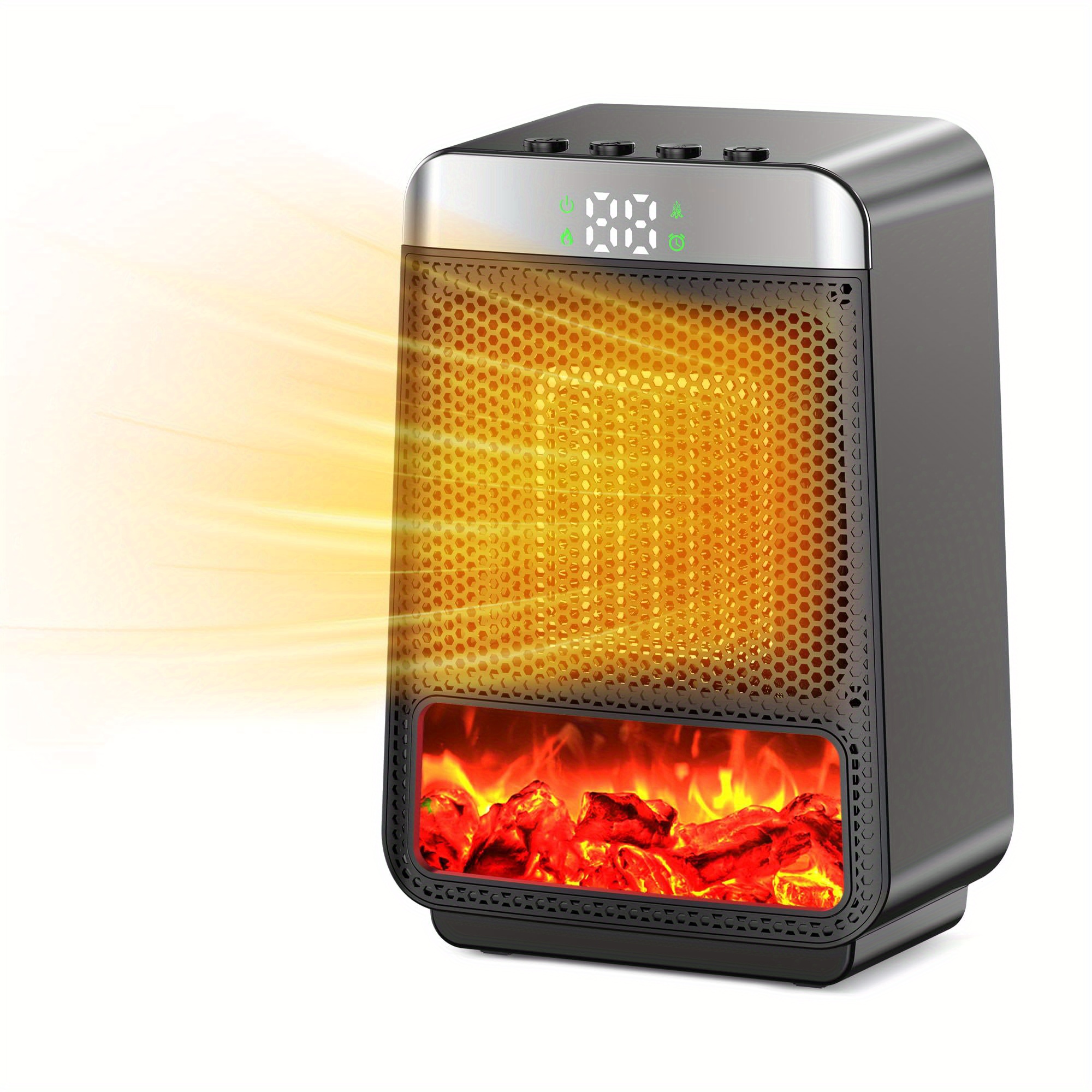 1000W Space Heater, Suitable for Office, Bedroom, Kitchen, Bathroom - PTC Ceramic Built-in Heater with 6 Modes and Overheat Protection, Compact Design, Ideal for Small Spaces and Semi-Outdoor Patios